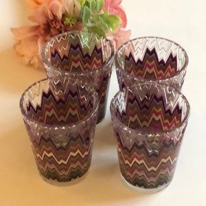 MISSONI for Target Tumblers Set of 4 Purple Chevron Glasses 2011 Purple